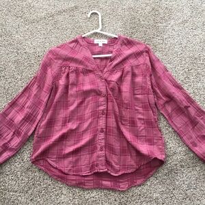 Cloth &Stone, v-neck, plaid top